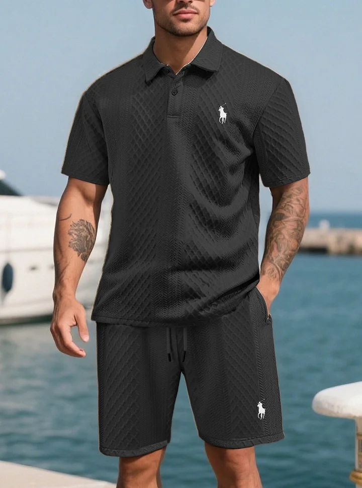 Men’s Jacquard Polo & Shorts Set