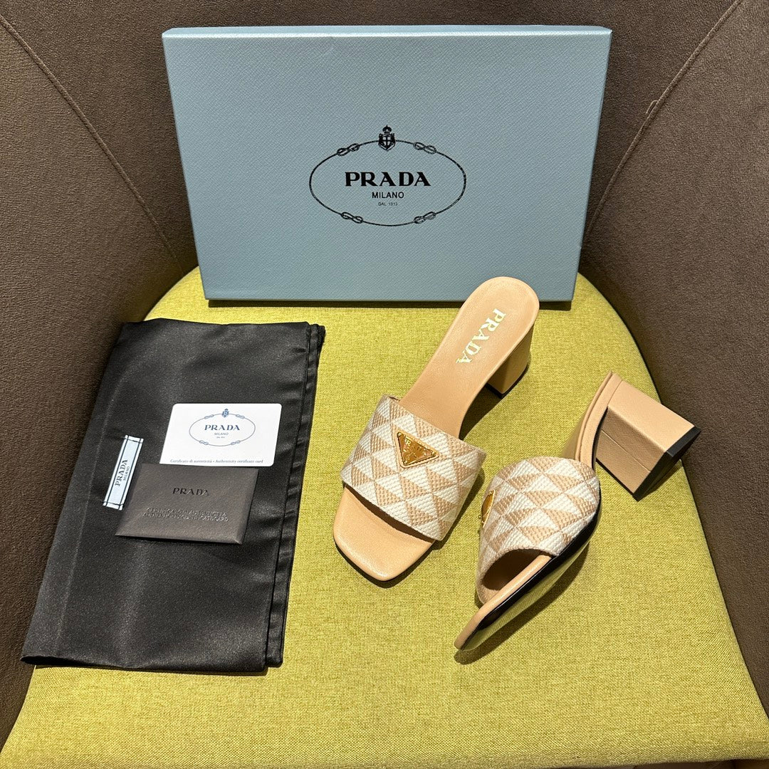 Pra* 24 new products spliced high-heeled slippers 1:1 VIP