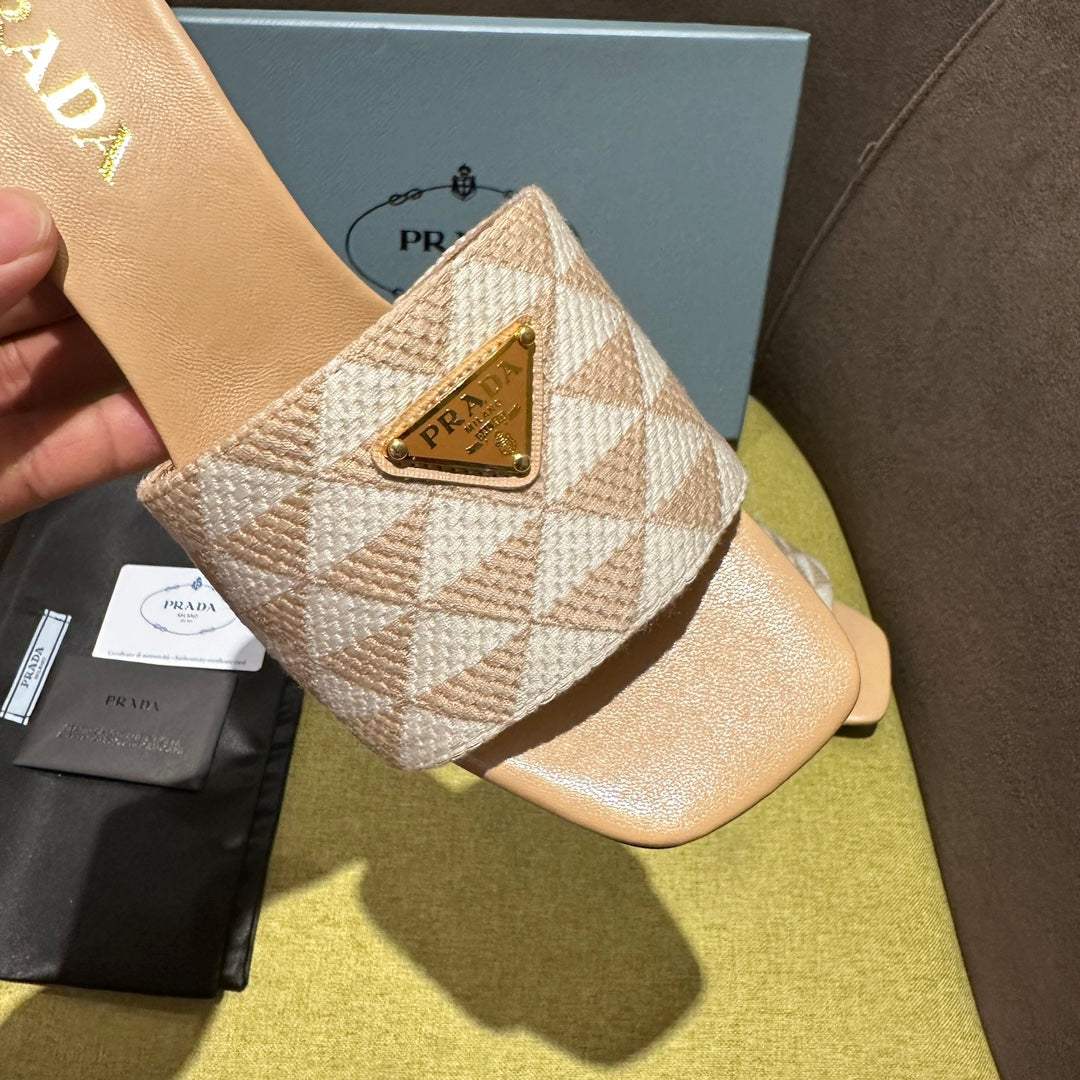 Pra* 24 new products spliced high-heeled slippers 1:1 VIP