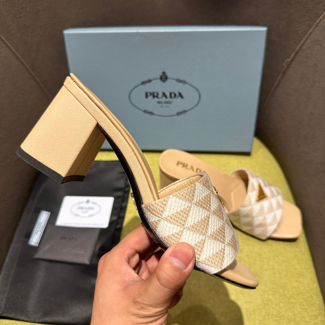 Pra* 24 new products spliced high-heeled slippers 1:1 VIP