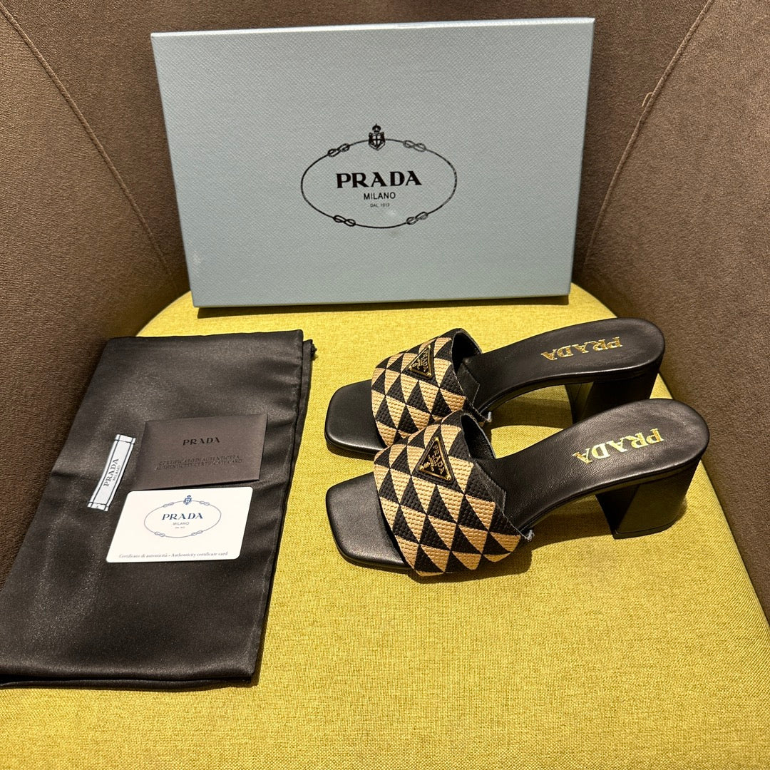 Pra* 24 new products spliced high-heeled slippers 1:1 VIP