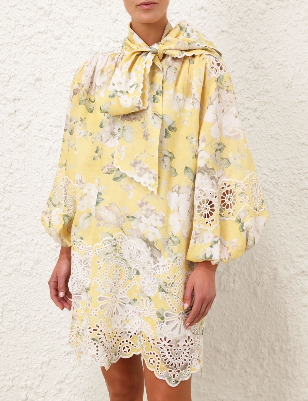 ZIMMERM* Hollow embroidery neckline dress