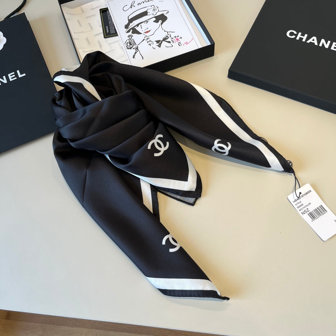 CHAN* 25SS 100% silk square scarf