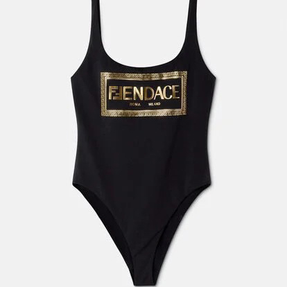New Graphic Print U-Neck Open Back One Piece Swimsuit