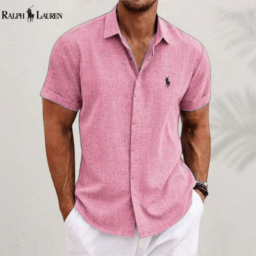 2026 Men's Linen Shirts Short Sleeve Casual Shirts Button Down Shirt for Men Beach Summer Shirt