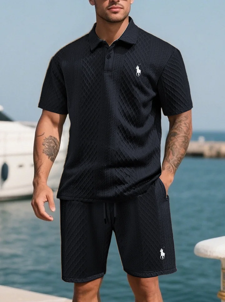 Men’s Jacquard Polo & Shorts Set