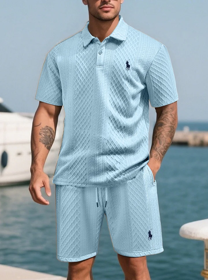 Men’s Jacquard Polo & Shorts Set