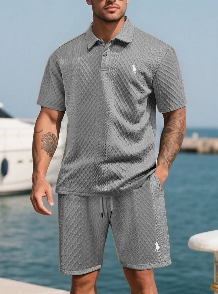 Men’s Jacquard Polo & Shorts Set