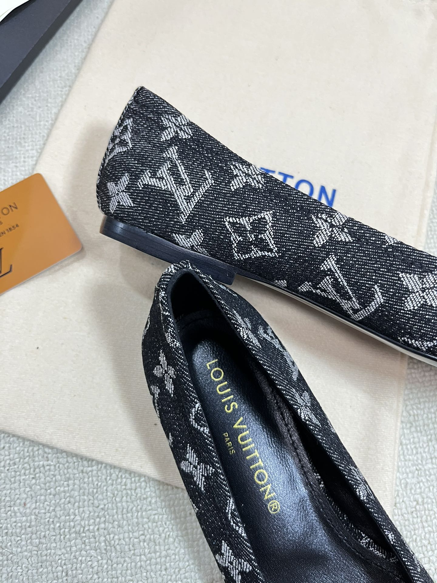 Spring new denim L bow ballet shoesVIP1：1