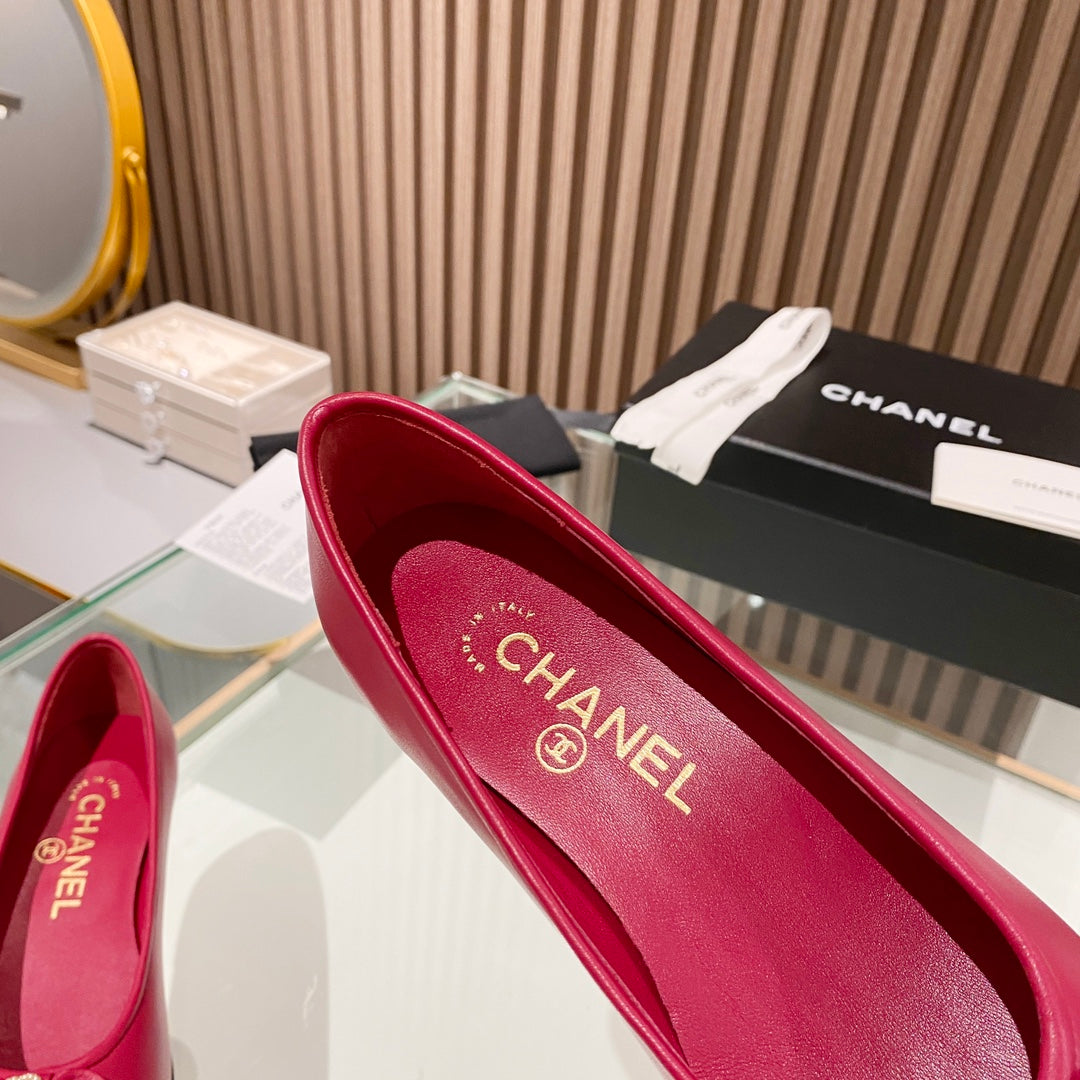 Chanel classic ballet shoes with bow leather sole VIP1:1