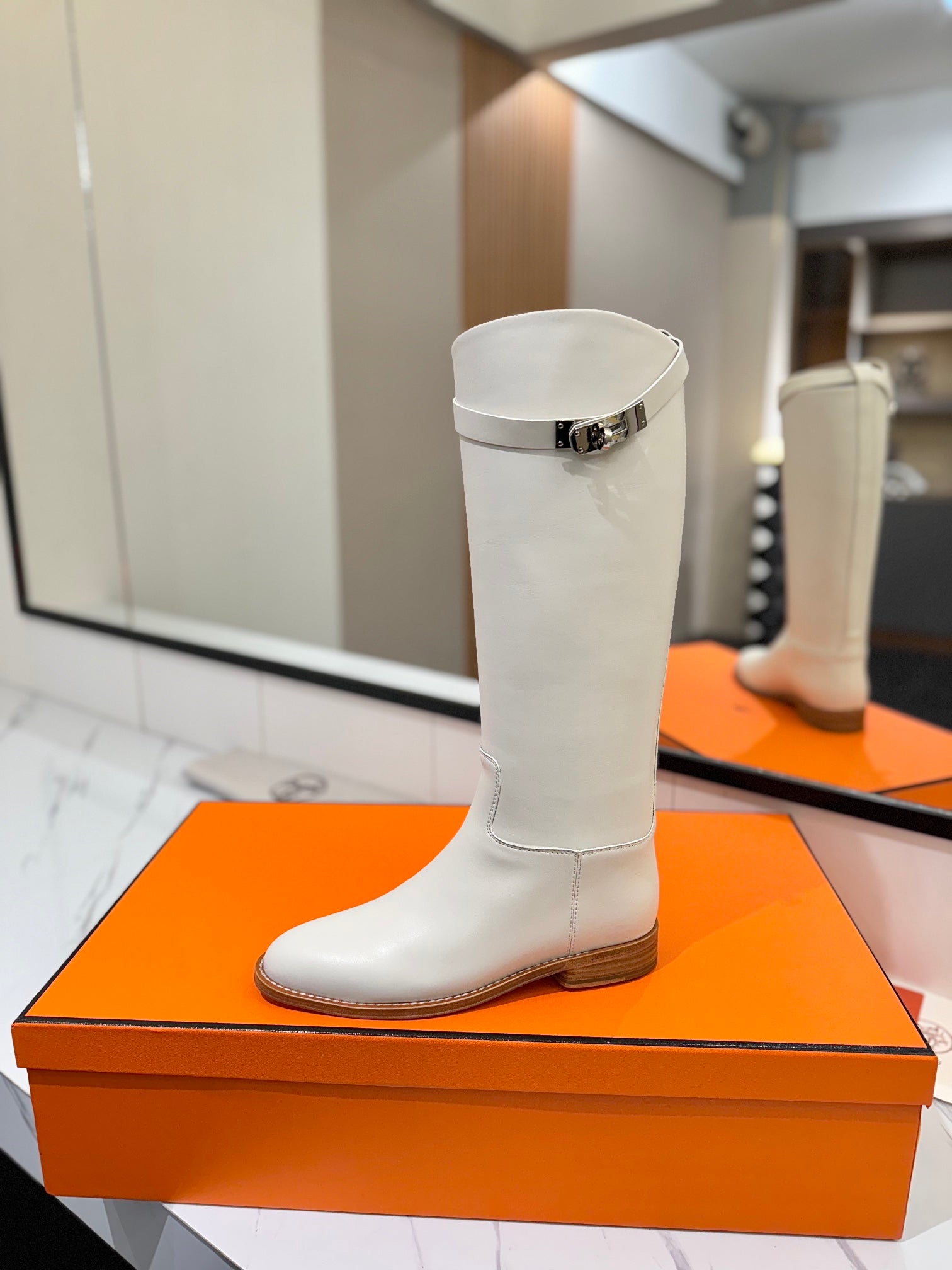 Herme* high-end hot girl kelly jumping knight boots top quality craftsmanship VIP 1:1