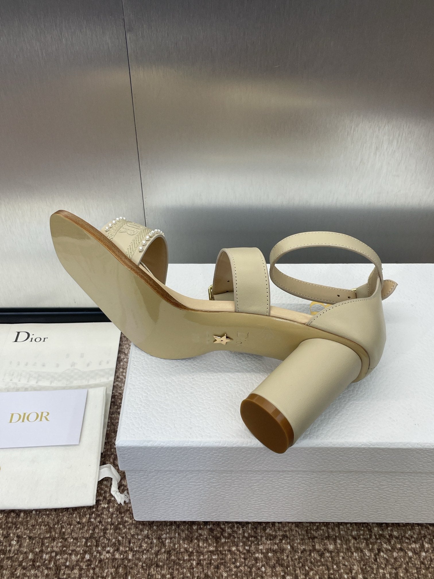 025 Spring and Summer Newest High Heel Electric Embroidery Colorblock Roman Sandals Dio VIP 1:1